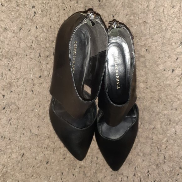 LOEFFLER RANDALL-Annie-Black Leather Pointed  Wedge-Cut-Out-Back Zip-Sz 8.5-EX - Picture 6 of 7